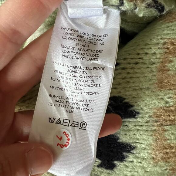 NWT Anthropologie Green Fair Isle Turtleneck Oversized Winter Holiday Sweater S - Picture 13 of 14